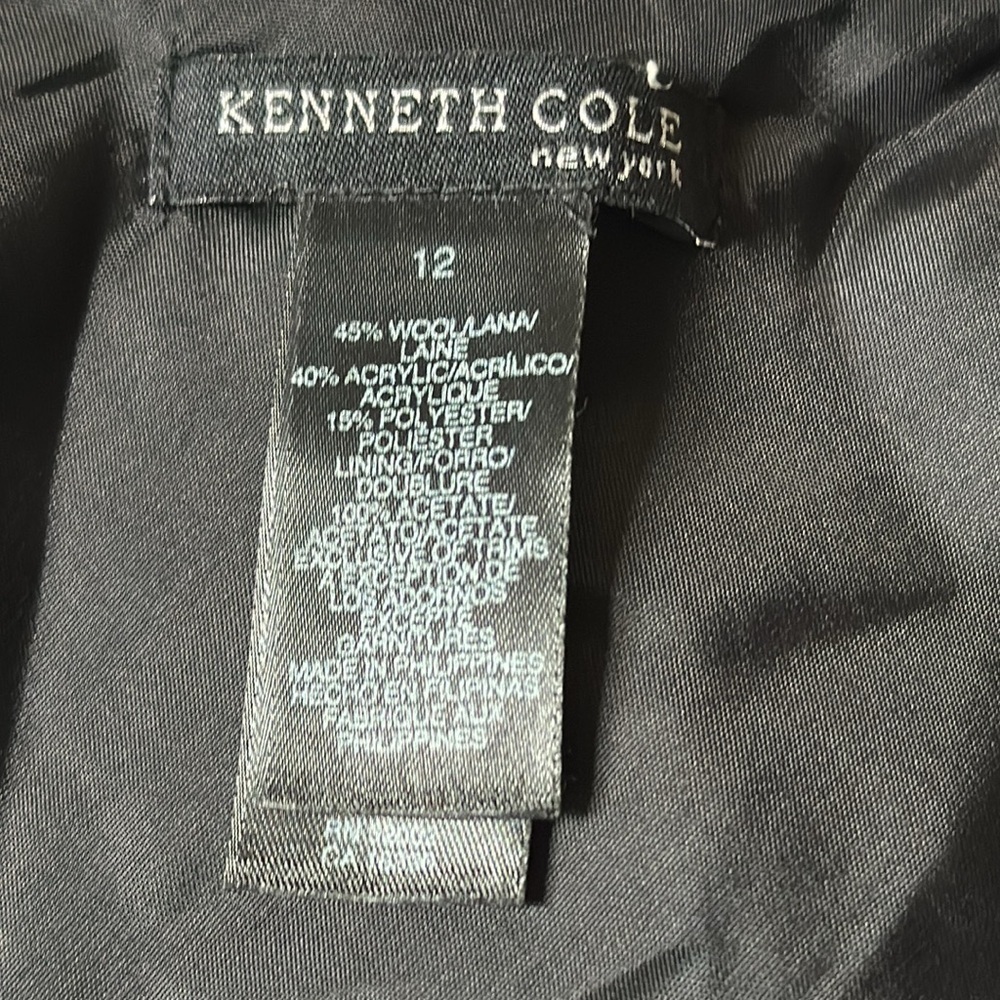 KENNETH COLE NY SKIRT black white houndstooth plaid wool short length size 12 - Picture 12 of 12